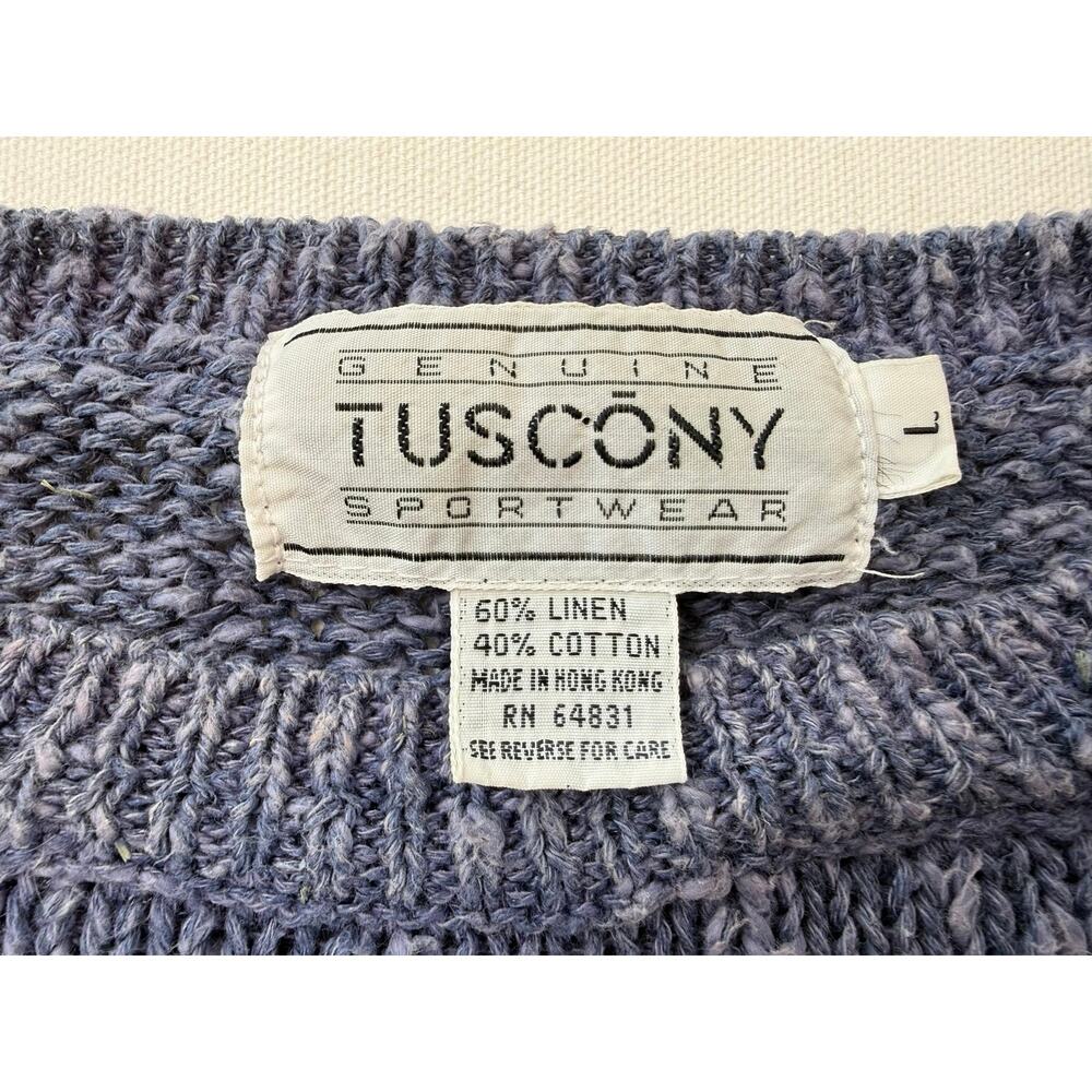 Vintage 90s Tuscony Sportwear‎ Purple Linen Cotton Blend Sweater Vest Size Large - Picture 5 of 6